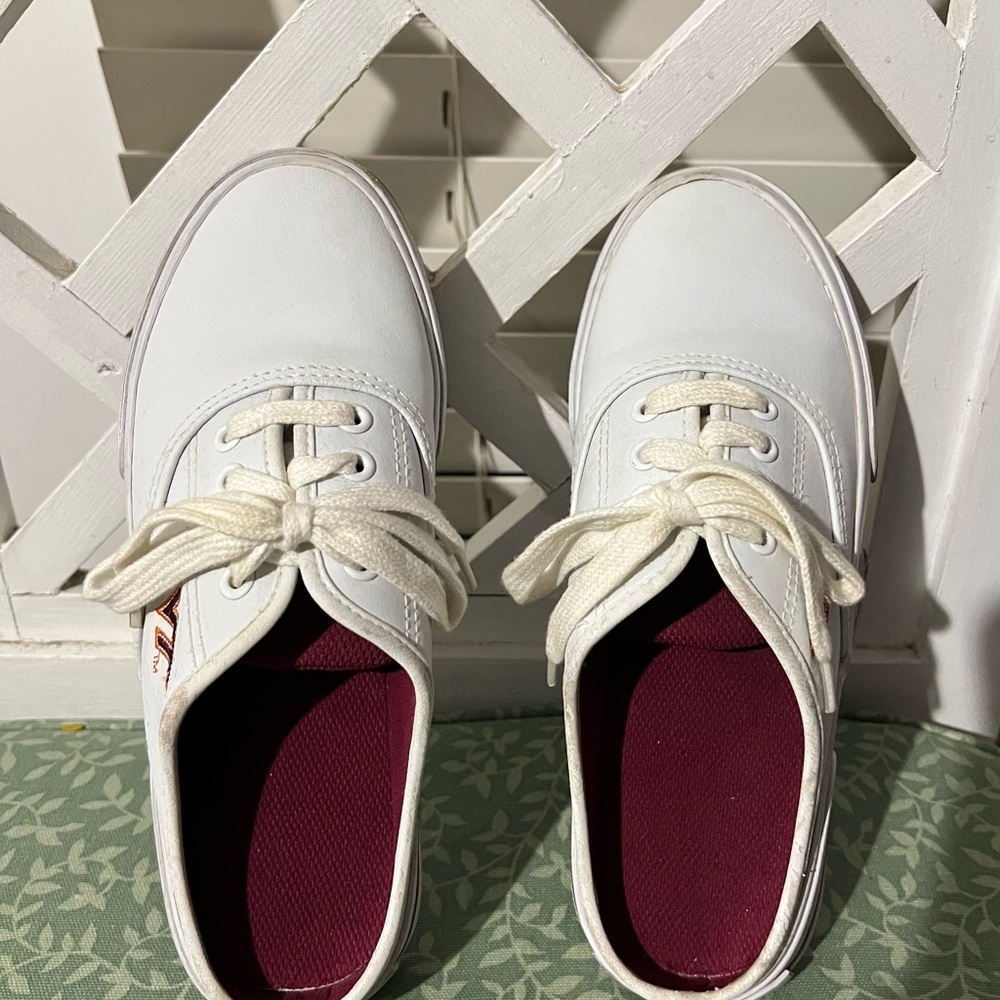 White Sneakers with Red Interior